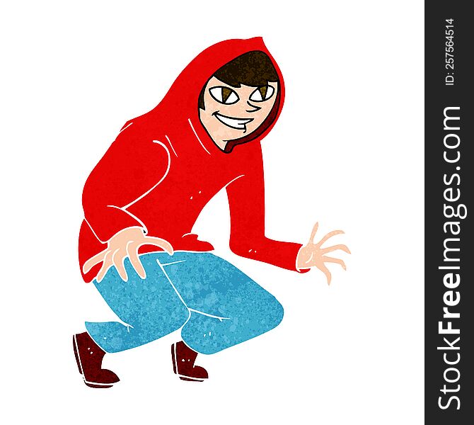 Cartoon Mischievous Boy In Hooded Top