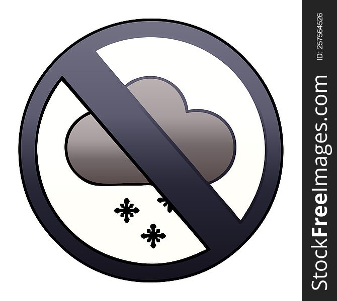 Gradient Shaded Cartoon Snow Cloud Warning Sign