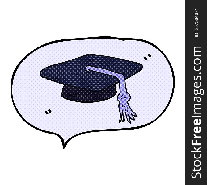 freehand drawn comic book speech bubble cartoon graduation cap