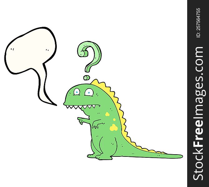 freehand drawn speech bubble cartoon confused dinosaur