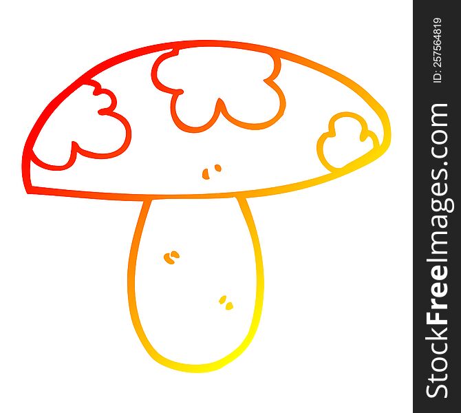 warm gradient line drawing cartoon mushroom