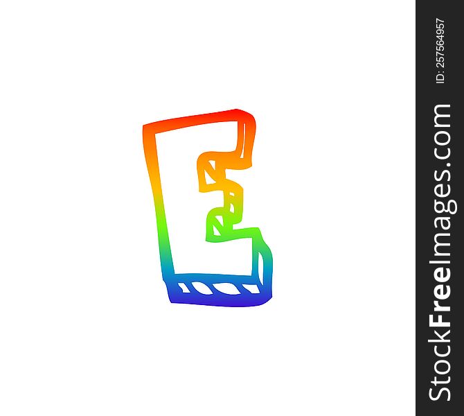 Rainbow Gradient Line Drawing Cartoon Letter E