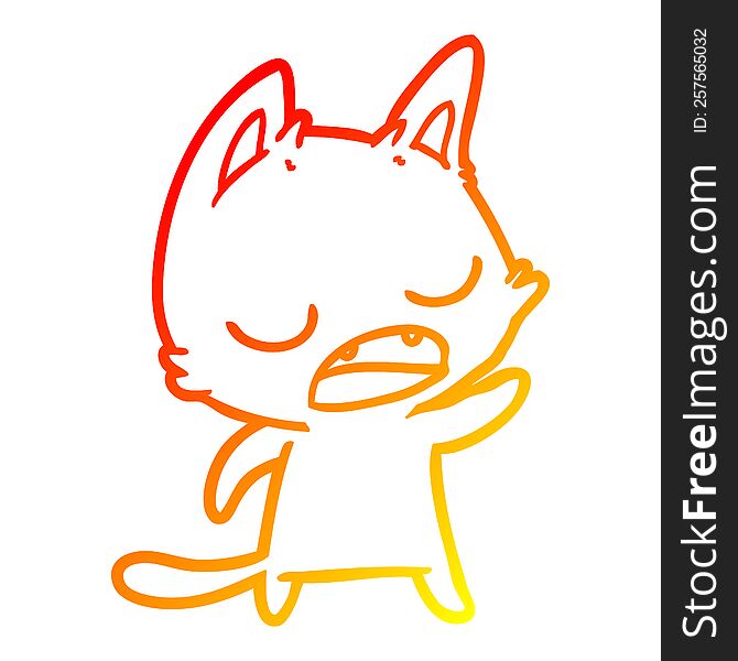 Warm Gradient Line Drawing Talking Cat Cartoon