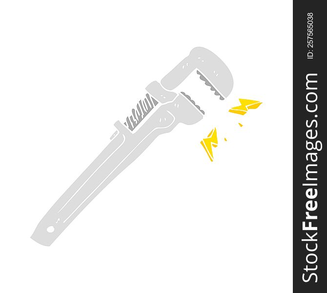 Flat Color Illustration Of A Cartoon Adjustable Wrench