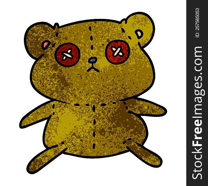 Textured Cartoon Of A Cute Stiched Up Teddy Bear