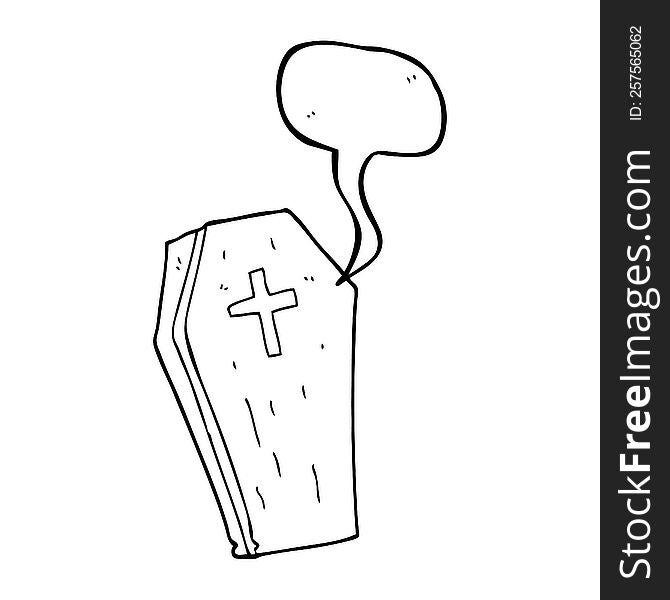 freehand drawn speech bubble cartoon spooky coffin
