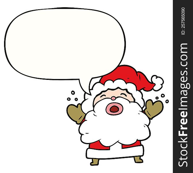 cartoon santa claus shouting in frustration and speech bubble