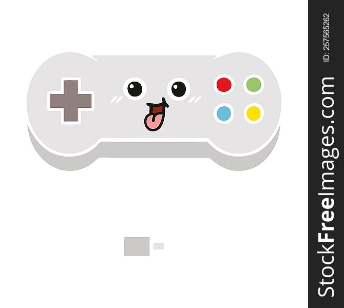 flat color retro cartoon game controller