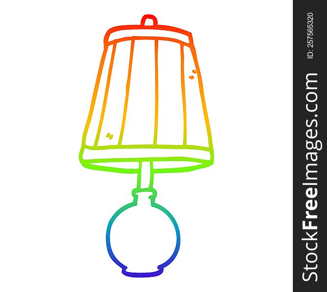 rainbow gradient line drawing of a cartoon table lamp