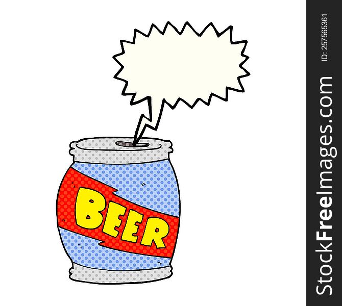 freehand drawn comic book speech bubble cartoon beer can