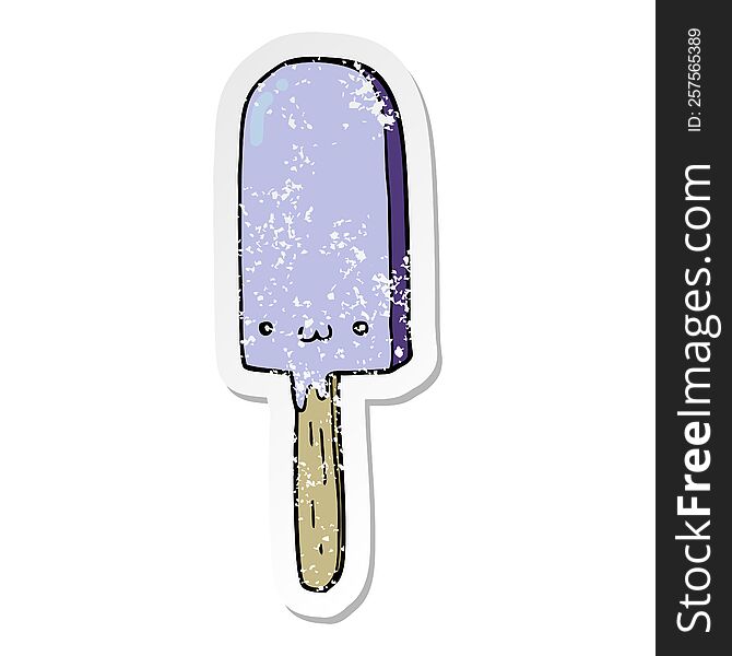 Distressed Sticker Of A Cartoon Ice Lolly