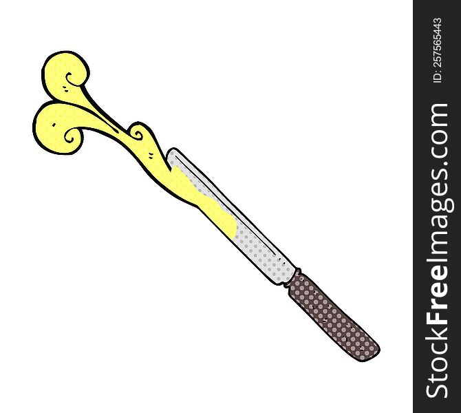 freehand drawn comic book style cartoon butter knife