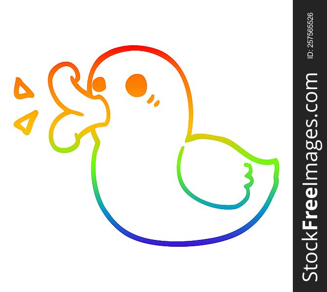 rainbow gradient line drawing of a cartoon rubber duck