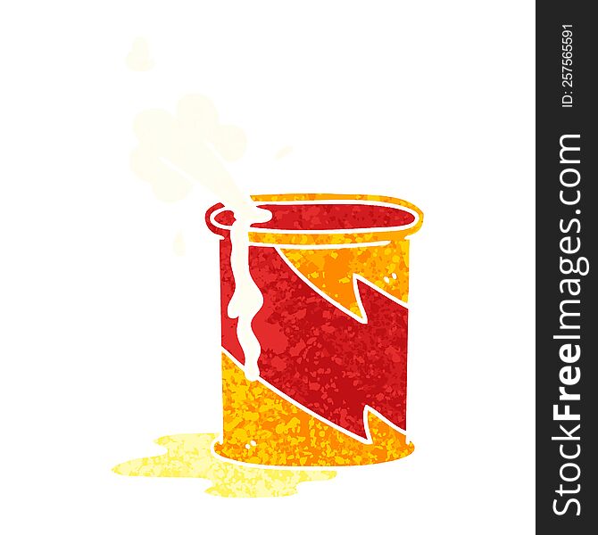 Quirky Retro Illustration Style Cartoon Exploding Oil Can