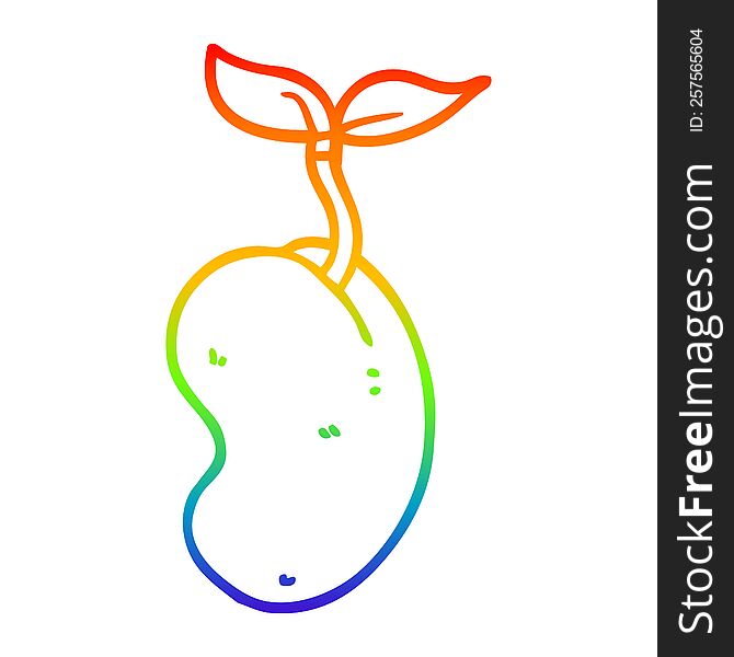 Rainbow Gradient Line Drawing Cartoon Sprouting Seed