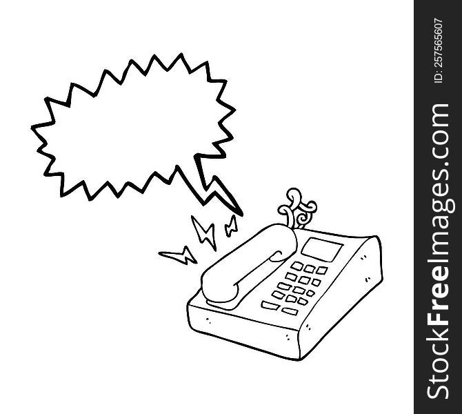 freehand drawn speech bubble cartoon office telephone