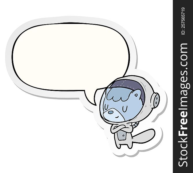 Cartoon Cat Astronaut Animals And Speech Bubble Sticker