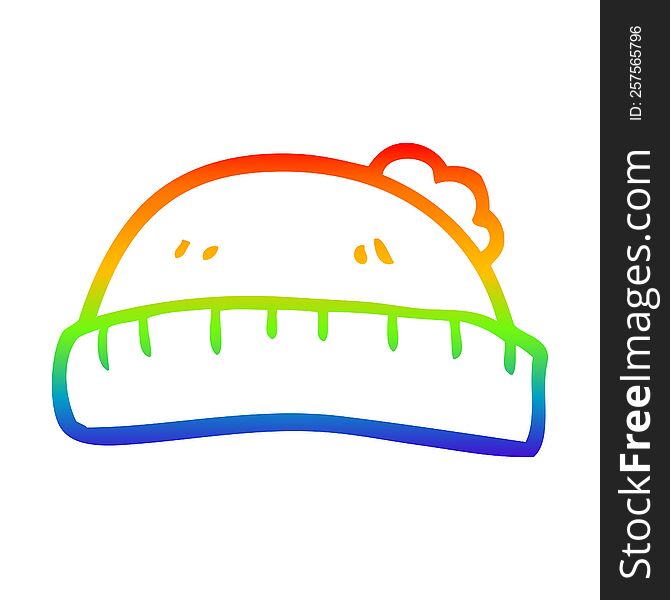 rainbow gradient line drawing cartoon woolly hat