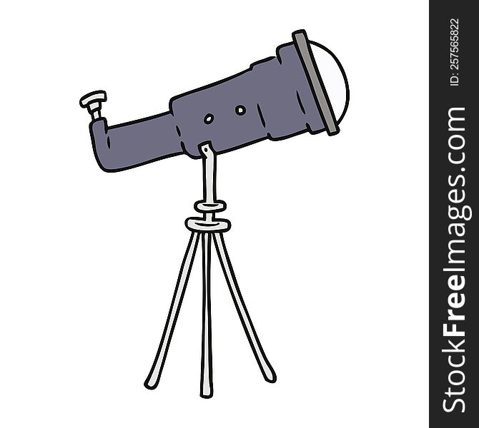hand drawn cartoon doodle of a large telescope