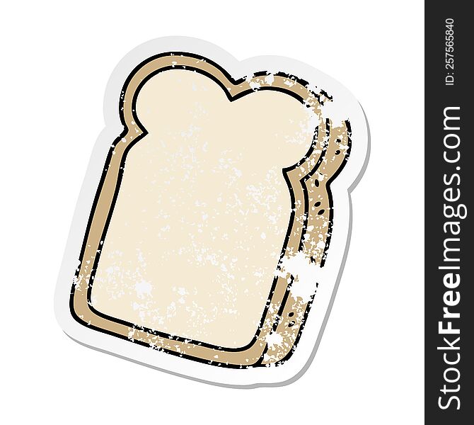distressed sticker of a quirky hand drawn cartoon slice of bread
