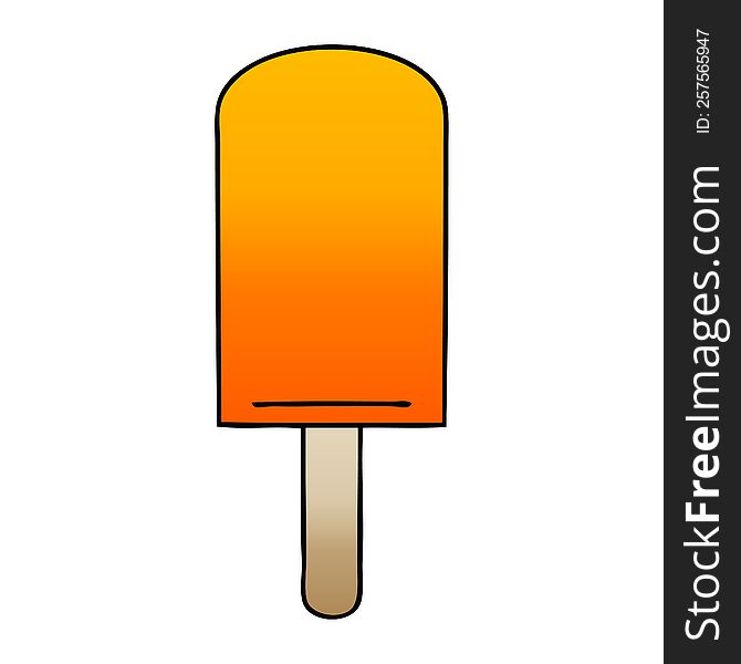 gradient shaded quirky cartoon orange ice lolly. gradient shaded quirky cartoon orange ice lolly