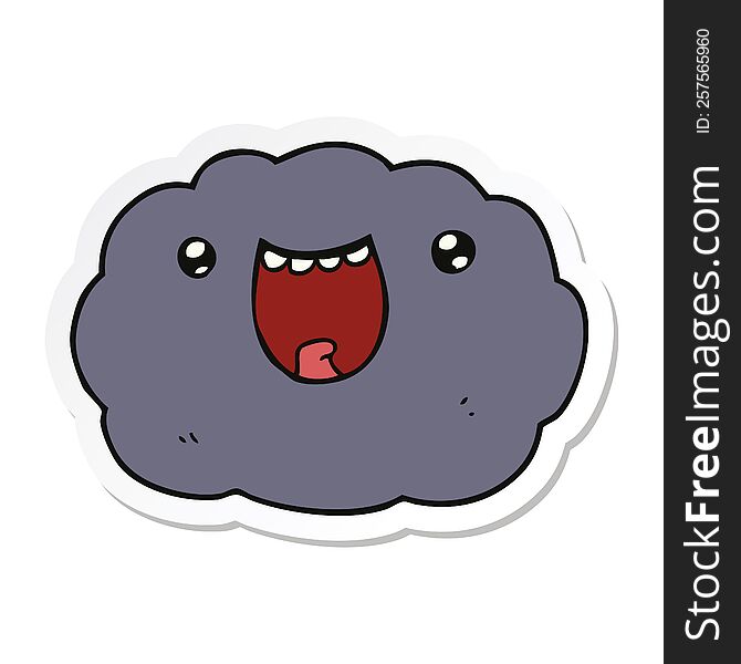 Sticker Of A Cartoon Happy Cloud