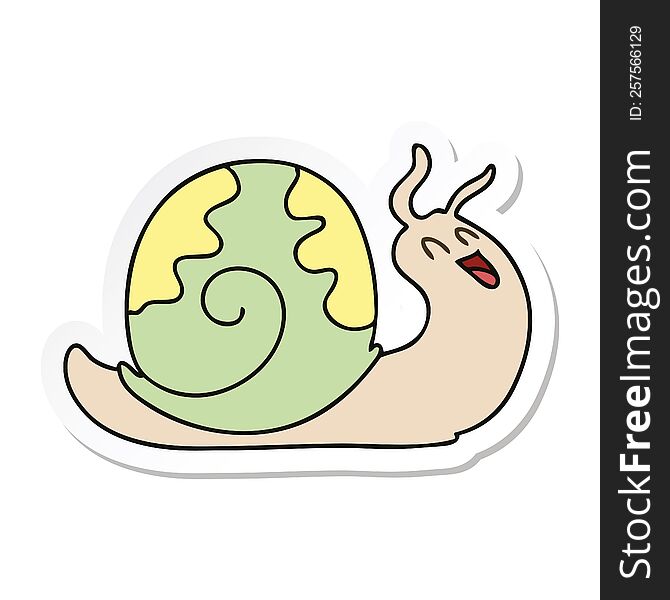 sticker of a quirky hand drawn cartoon snail