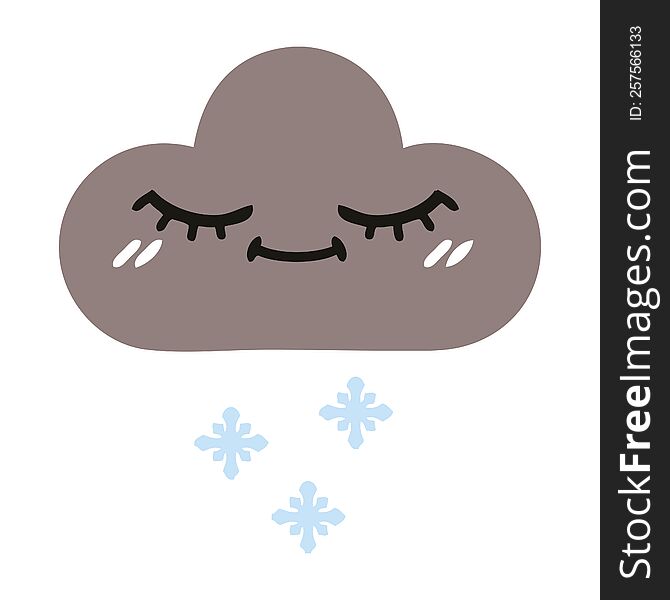 Flat Color Retro Cartoon Storm Snow Cloud