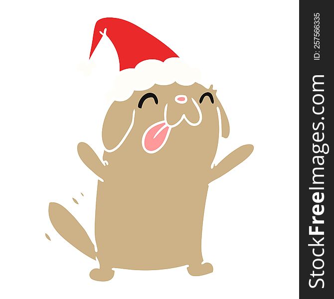 hand drawn christmas cartoon of kawaii dog