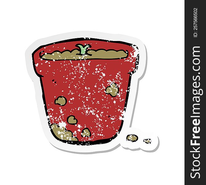 Retro Distressed Sticker Of A Cartoon Flower Pot