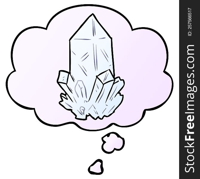 cartoon quartz crystal and thought bubble in smooth gradient style