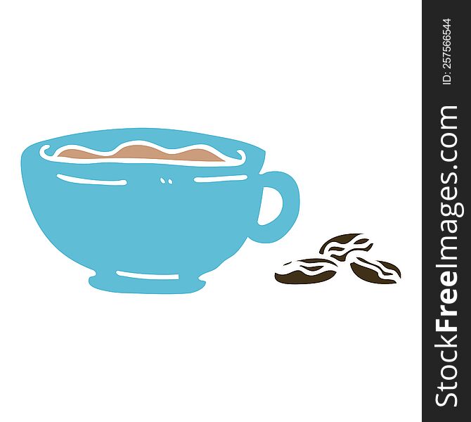 Flat Color Illustration Cartoon Espresso Cup