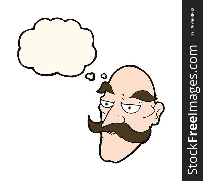 Cartoon Old Man Face With Thought Bubble