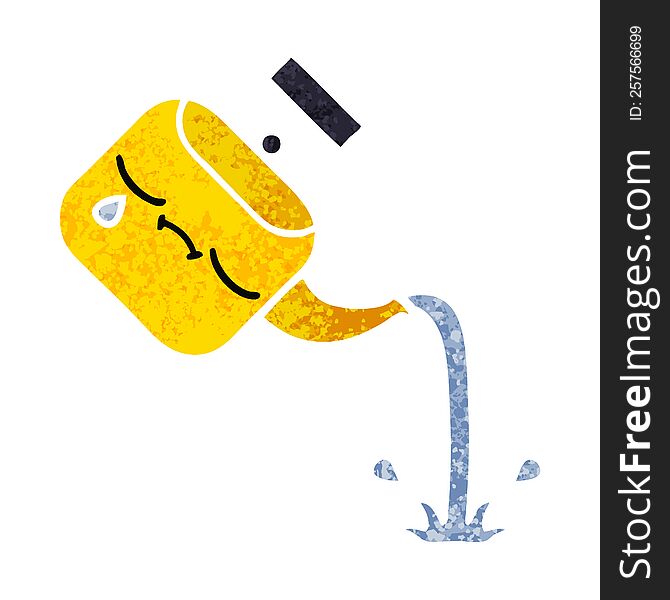 retro illustration style cartoon of a pouring kettle