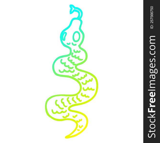 Cold Gradient Line Drawing Cartoon Green Snake