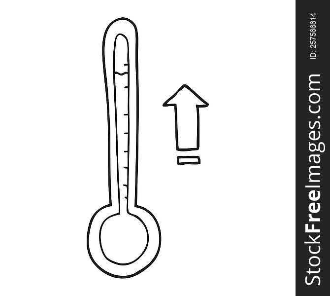 freehand drawn black and white cartoon rising temperature