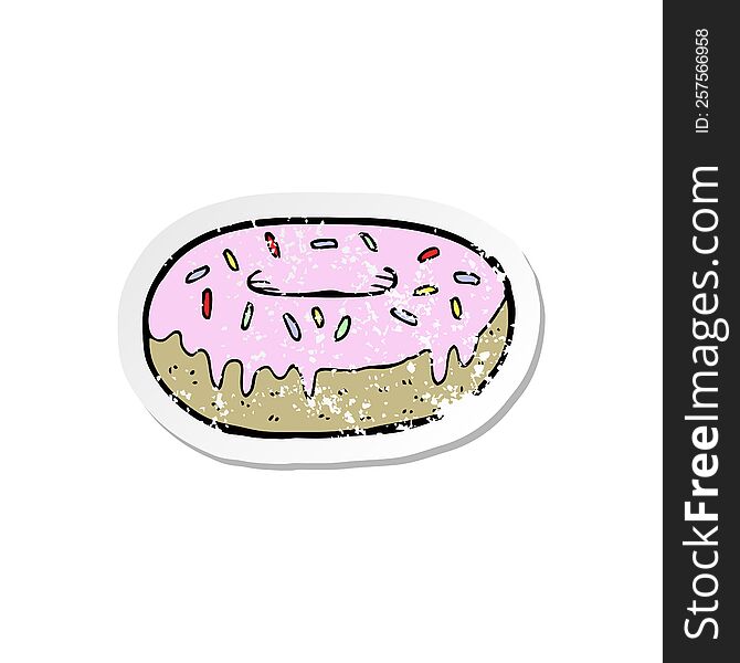 Retro Distressed Sticker Of A Cartoon Donut