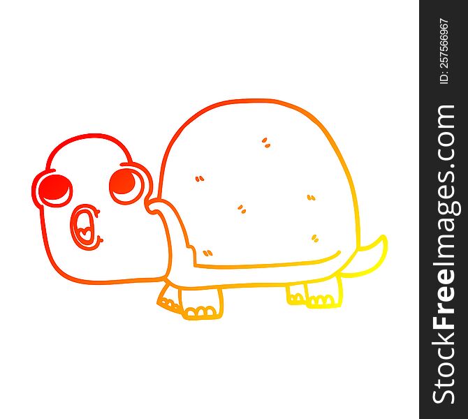 Warm Gradient Line Drawing Cartoon Shocked Turtle