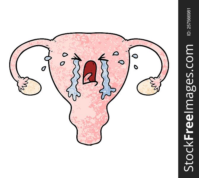 cartoon uterus crying. cartoon uterus crying