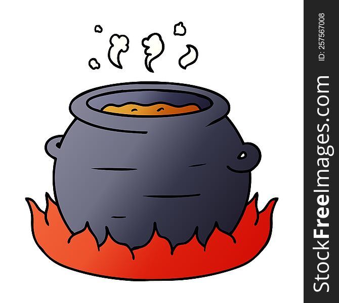 hand drawn gradient cartoon doodle of a pot of stew