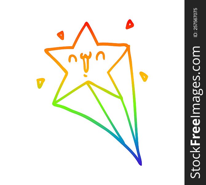 Rainbow Gradient Line Drawing Cartoon Shooting Star