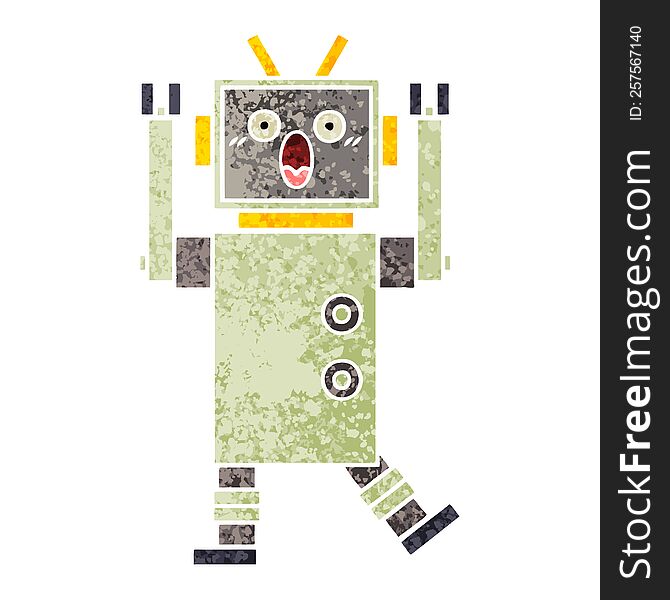 Retro Illustration Style Cartoon Robot