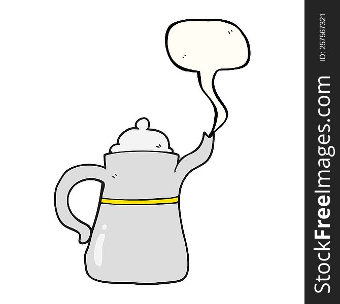 freehand drawn speech bubble cartoon coffee pot