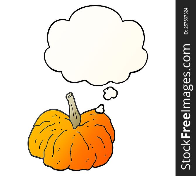 cartoon squash with thought bubble in smooth gradient style