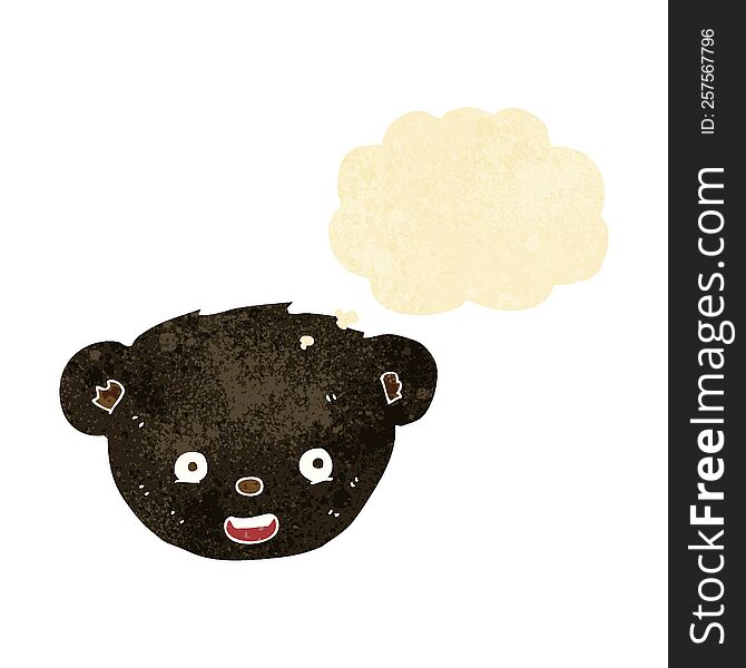 cartoon black bear face with thought bubble
