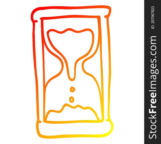 warm gradient line drawing of a cartoon hourglass