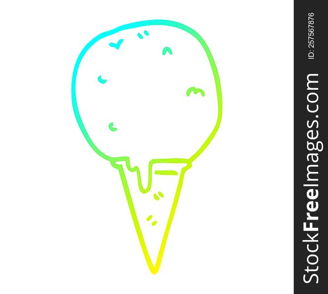 Cold Gradient Line Drawing Cartoon Ice Cream Cone