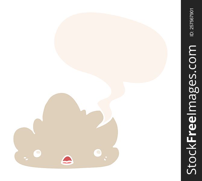 Cute Cartoon Cloud And Speech Bubble In Retro Style
