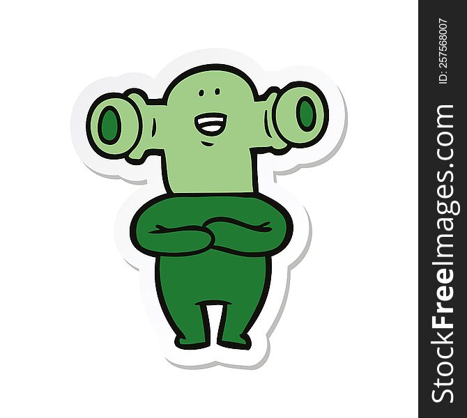 Sticker Of A Friendly Cartoon Alien