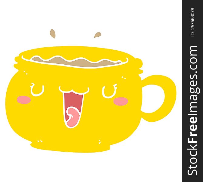 Cute Flat Color Style Cartoon Coffee Cup